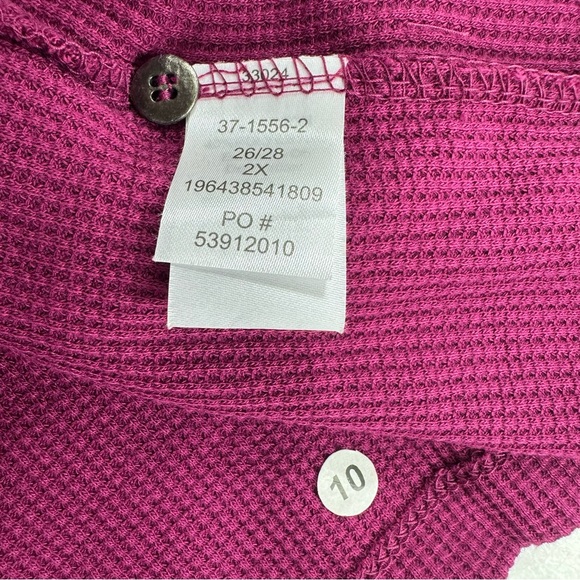 Woman Within Embroidered Top Blouse Size 2X 26/28 Pink Waffle Knit Long Sleeve - Picture 7 of 8